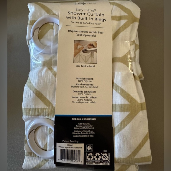 NWT Mainstays White Heringbone Fabric Print Easy Hang Curtain - Picture 2 of 2